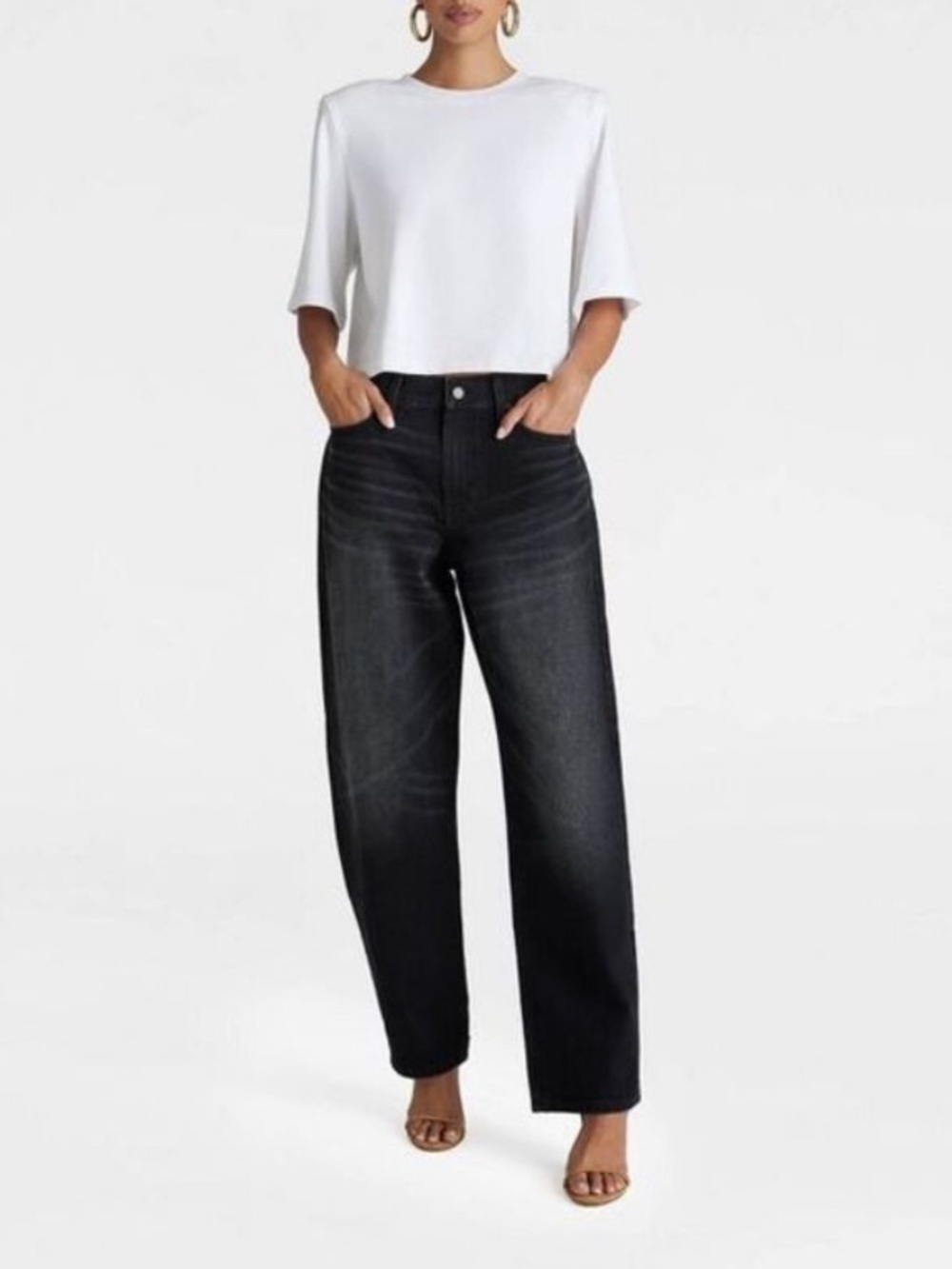 KBB by KAHLANA Mid Rise Wide Leg Barrel Jean Dark Indigo